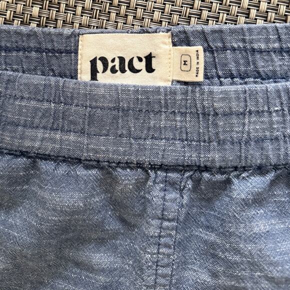 PACT 100% Organic Fair Trade Cotton Chambray Pull On Shorts M Blue - Picture 4 of 6